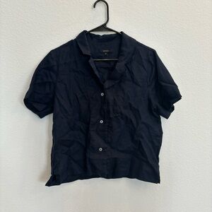 Quince 100% Linen Navy Blouse